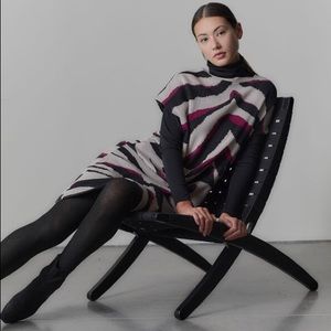 NATORI LE TIGRE-ANGKOR BOATNECK TIGER STRIPE DRESS COTTON SILK CASHMERE BLEND